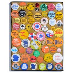 Campaign buttons for Shirley Chisholm and Bella Abzug, ca.1970