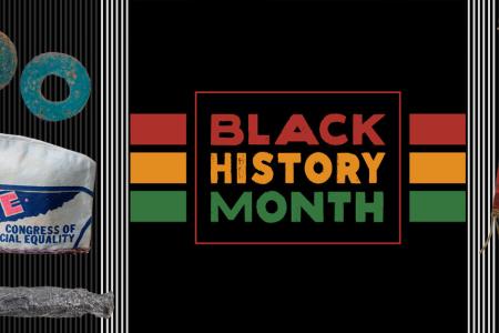 Black History Month Banner featuring objects from the NYSM Collections