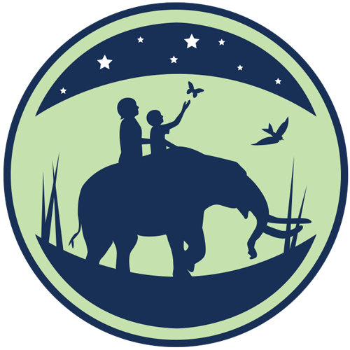kids riding elephant logo 