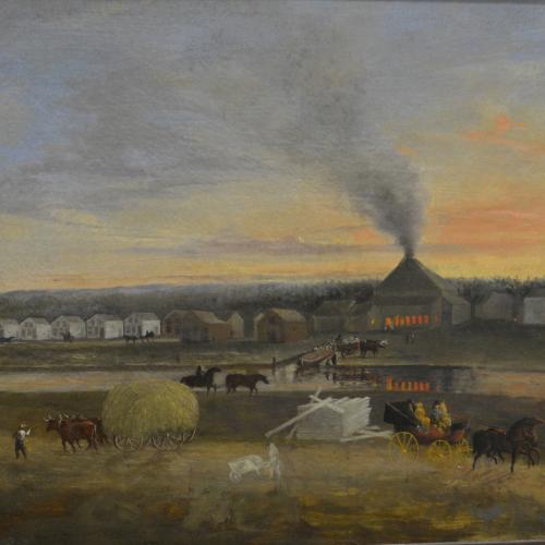 Painting of Durhamville Glassworks in Oneida County