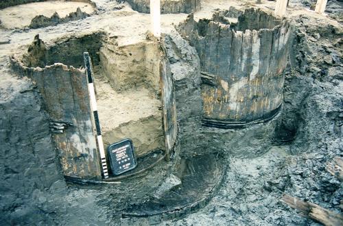excavated vats from archaeological site